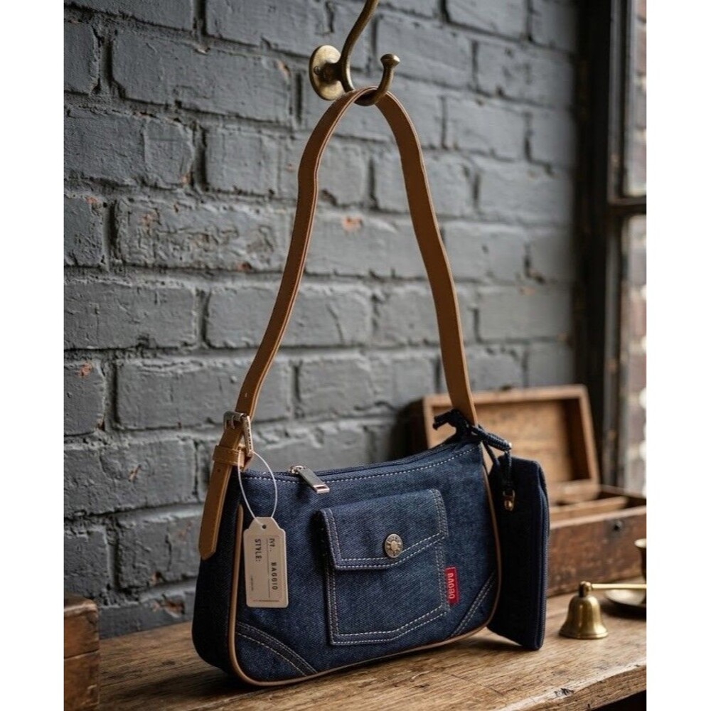 Bogo Denim Crossbody Bag Purse Blue Jean Shoulder Bag Vintage New With Tag